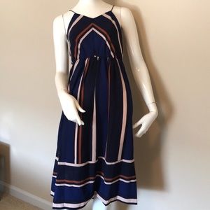 Zaful blue striped sleeveless midi dress S